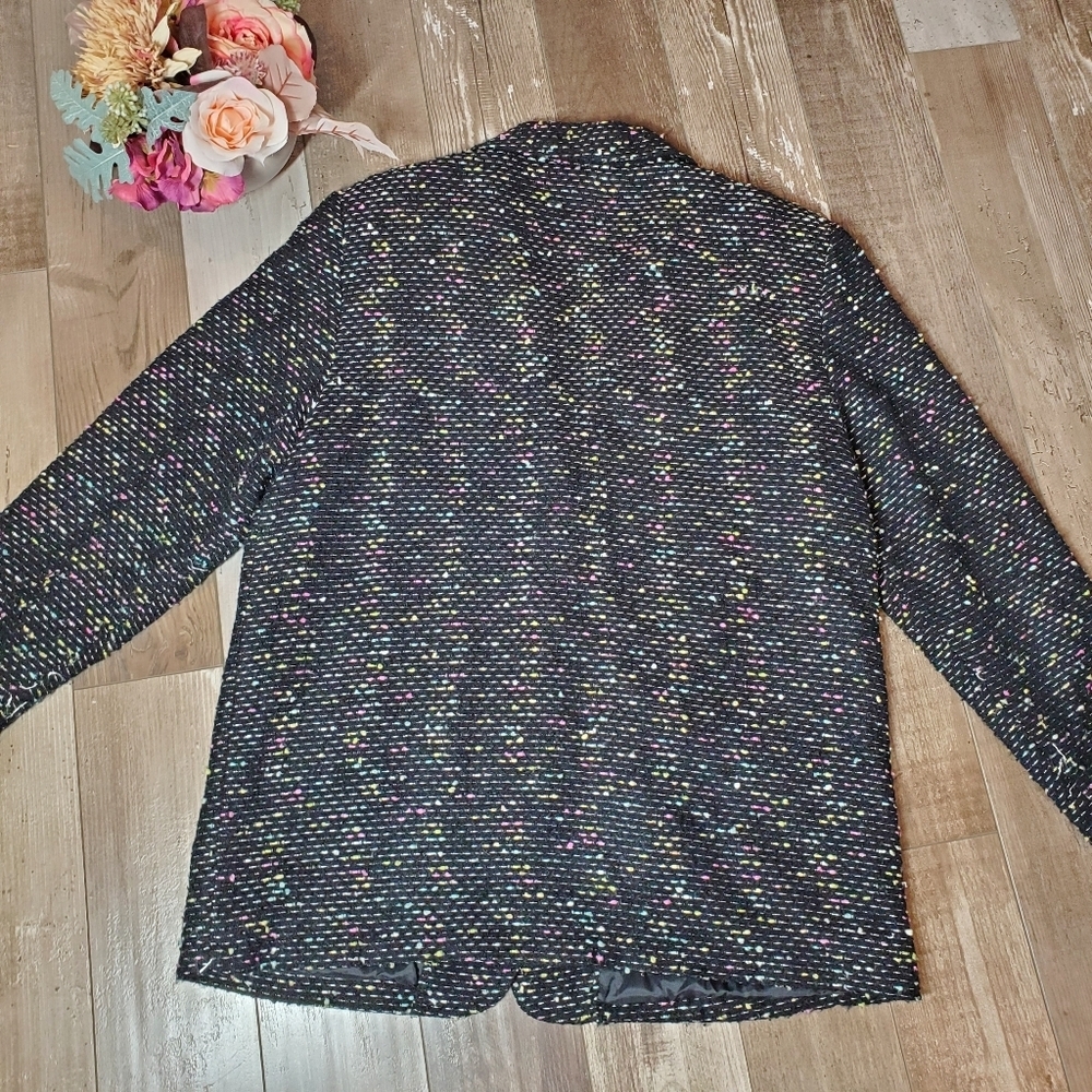 Newport News Black Pebbled Tweed Lined Blazer with Pockets Women's Size 16 - Picture 6 of 17